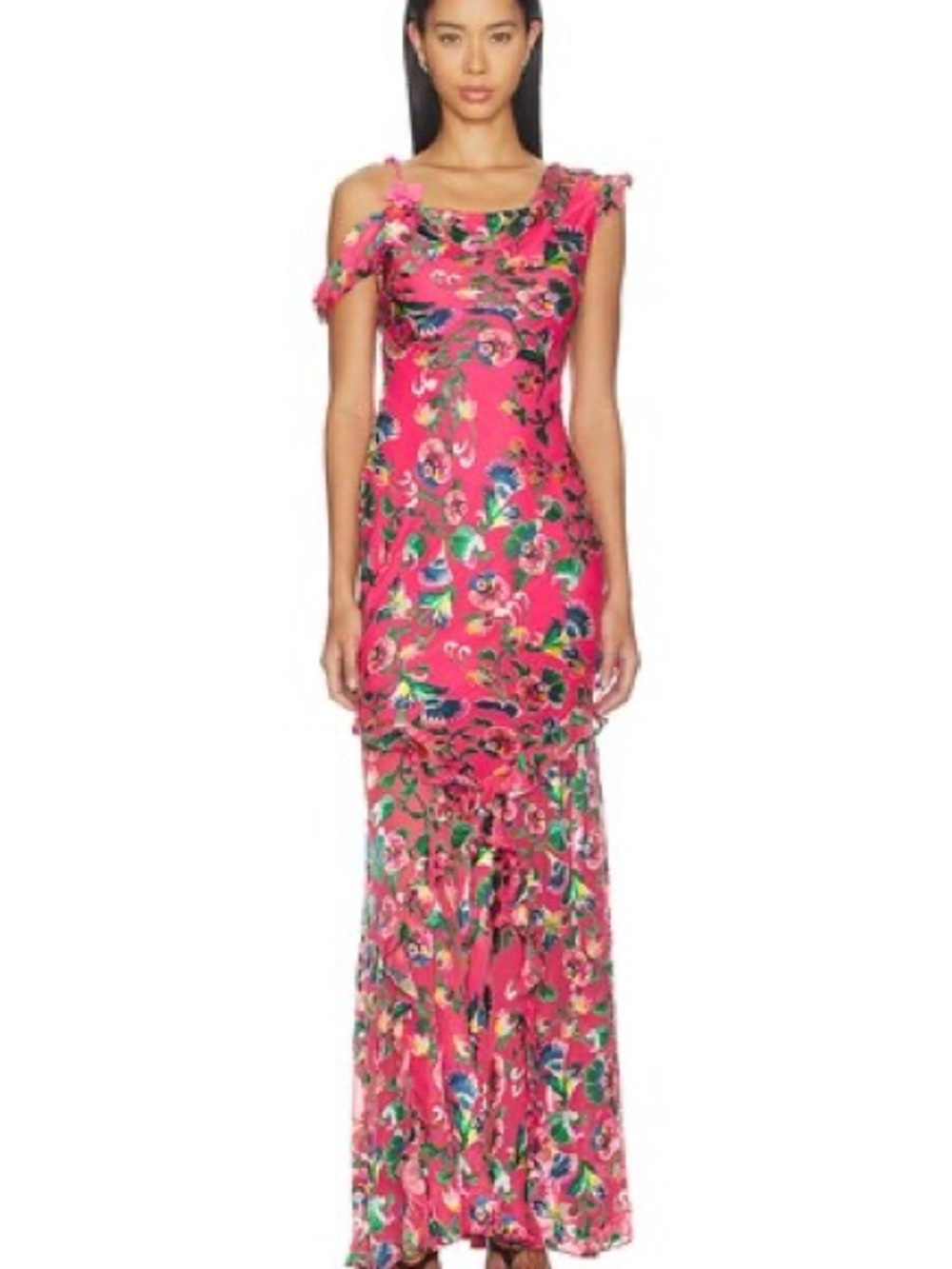 Saloni Seema Floral Silk Chiffon Maxi Dress